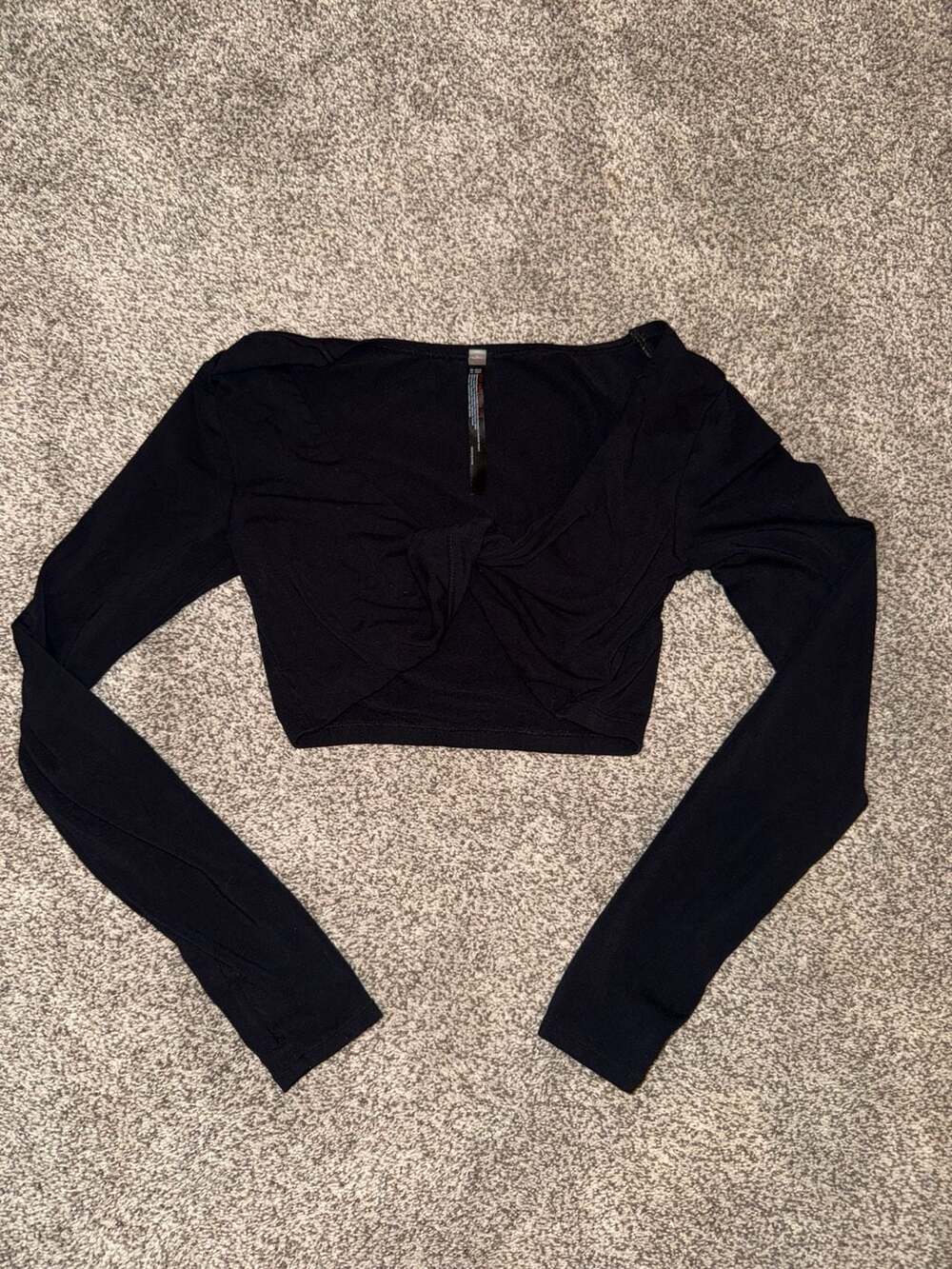 FP Movement Long Sleeve Crop Top Size M/L Black Twist Front